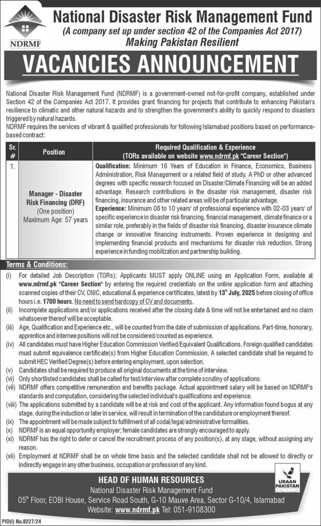 NDRMF Jobs ad 2025