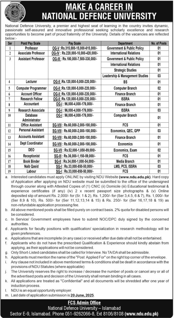 NDU Job ad 2025