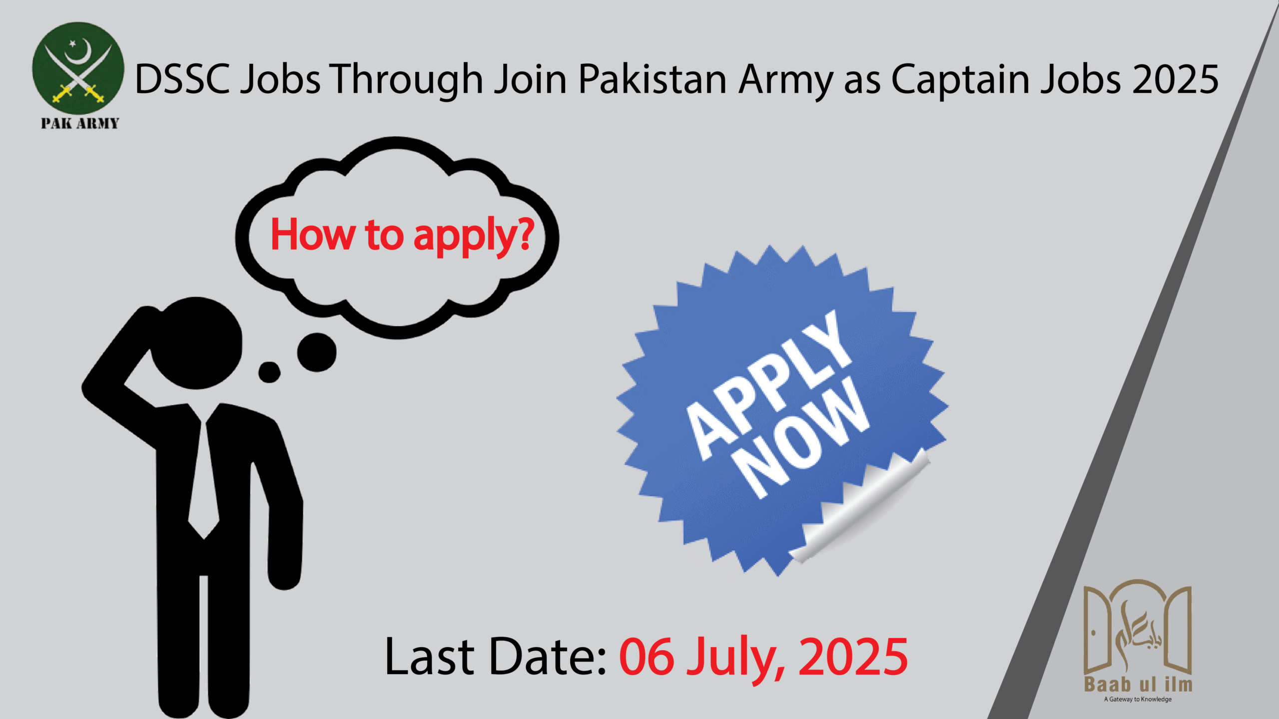 DSSC Jobs Through Join Pakistan Army as Captain